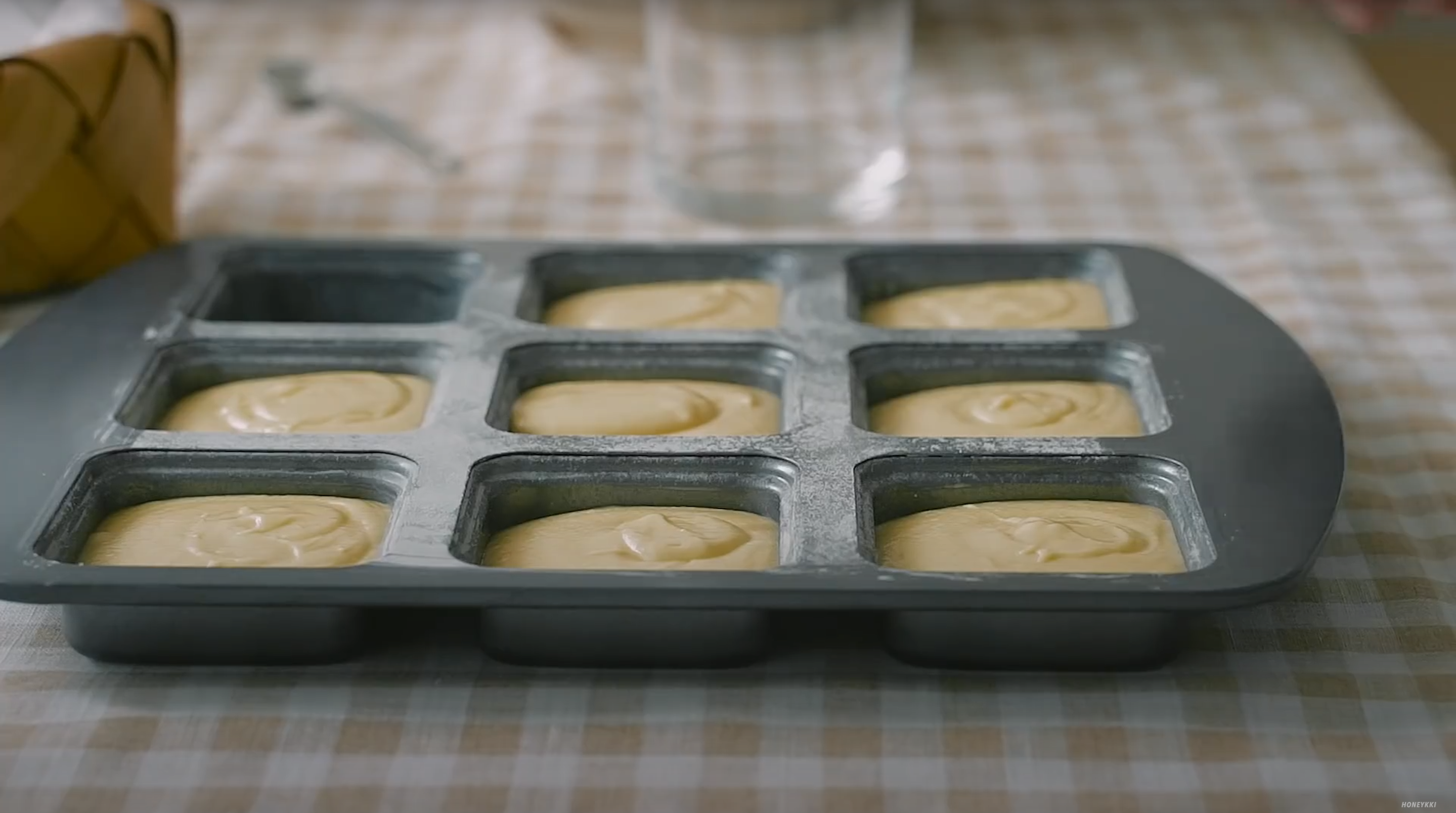 image of mold filled with batter